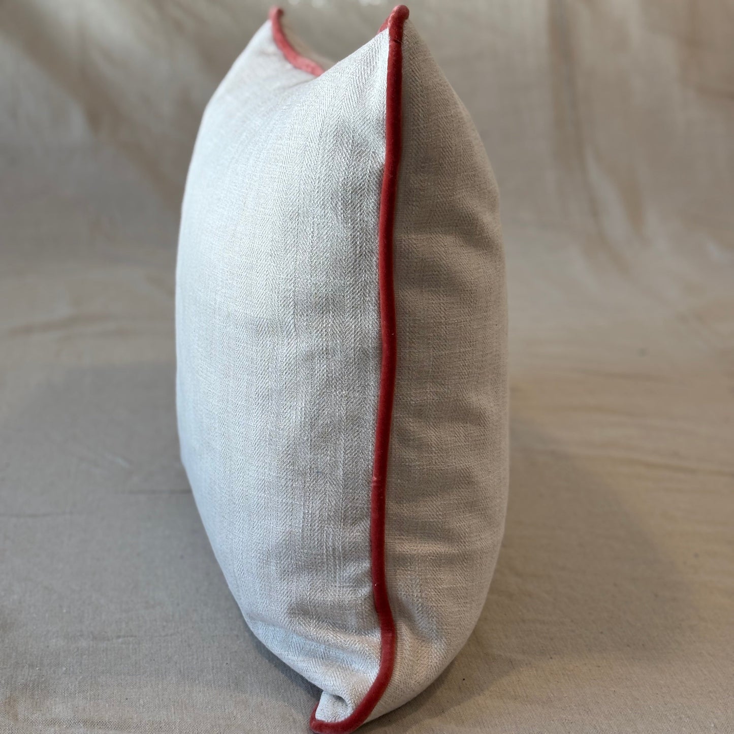 Linen Pillow Covers with Velvet Contrast Welt
