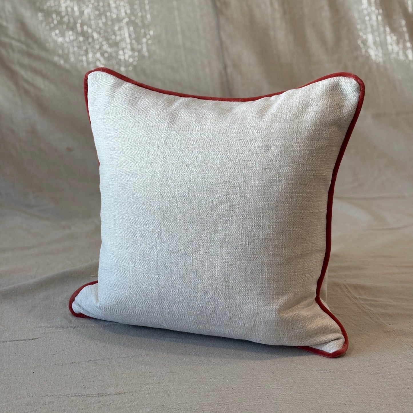 Linen Pillow Covers with Velvet Contrast Welt